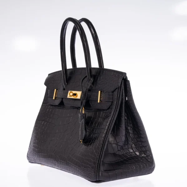 Hermès Birkin 30 Black Matte Alligator Gold Hardware - Image 2