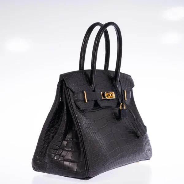 Hermès Birkin 30 Black Matte Alligator Gold Hardware - Image 3