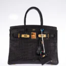 Hermès Birkin 30 Black Matte Alligator Gold Hardware