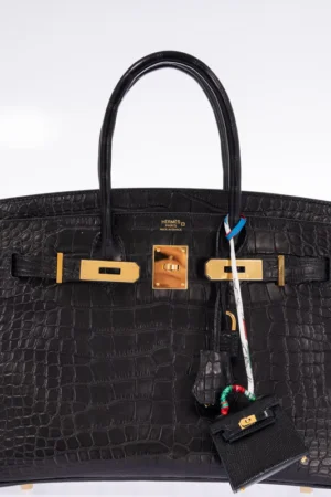 Hermès Birkin 30 Black Matte Alligator Gold Hardware