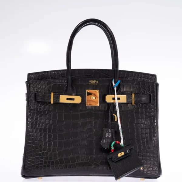 Hermès Birkin 30 Black Matte Alligator Gold Hardware